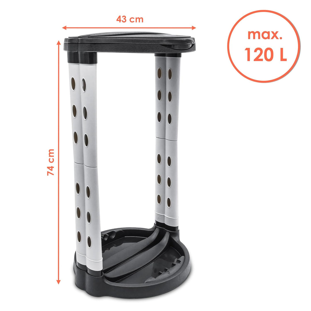 Spetebo Müllsackständer mit Deckel und Klemmring - 120 L - Ständer für gross Müllsäcke - Müllbeutel