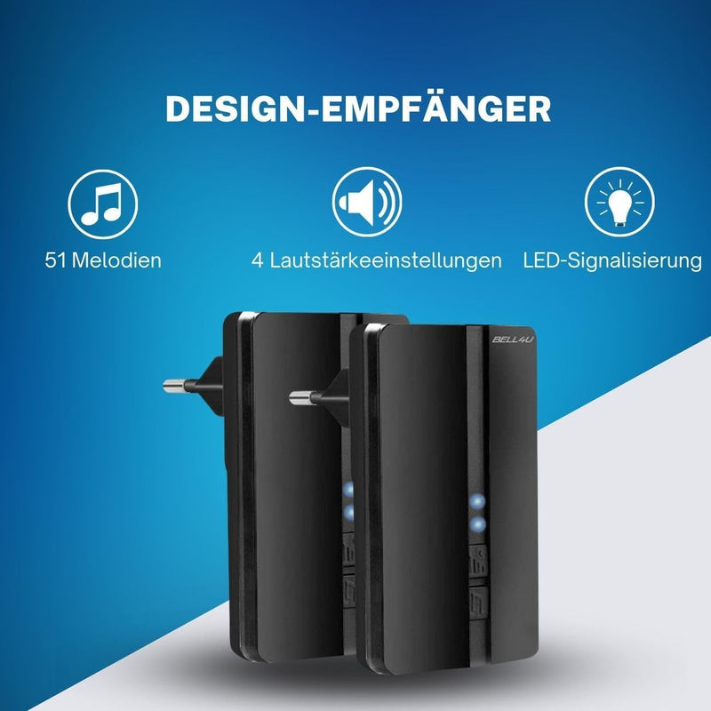 Funk Türklingel Keine Batterie Benötigt - 2 Türklingelknopf - 2 Steckdosen empfänger - Kabellose Tür