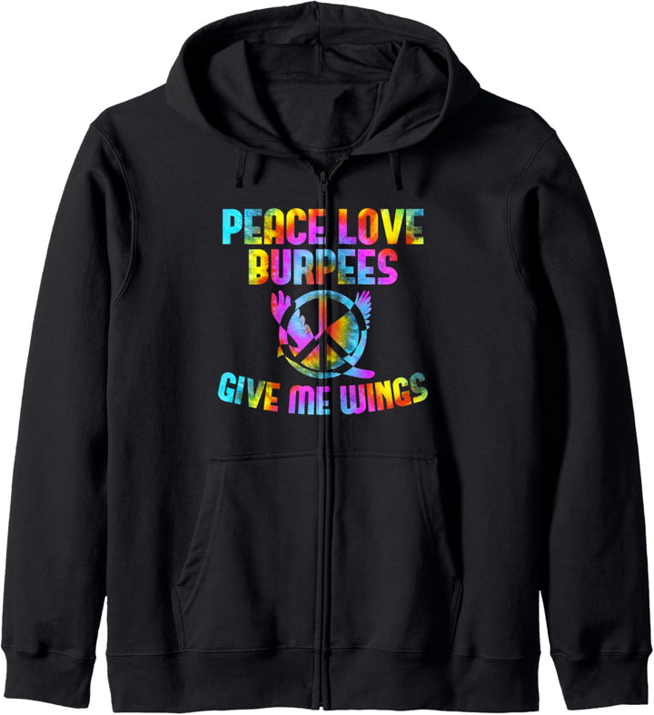 Burpees Training Friedenszeichen Peace Love Burpees Kapuzenjacke