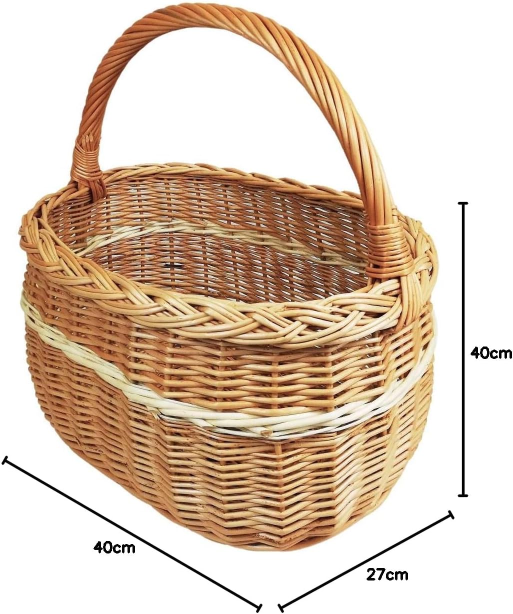 Weidenkorb, Einkaufskorb, Obst- oder Gemüsekorb, Pilzkorb, Picknickkorb 40 x 27 / H 23/40 cm