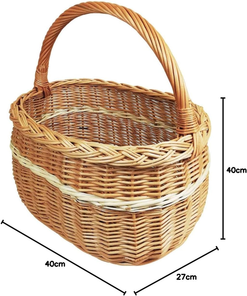 Weidenkorb, Einkaufskorb, Obst- oder Gemüsekorb, Pilzkorb, Picknickkorb 40 x 27 / H 23/40 cm