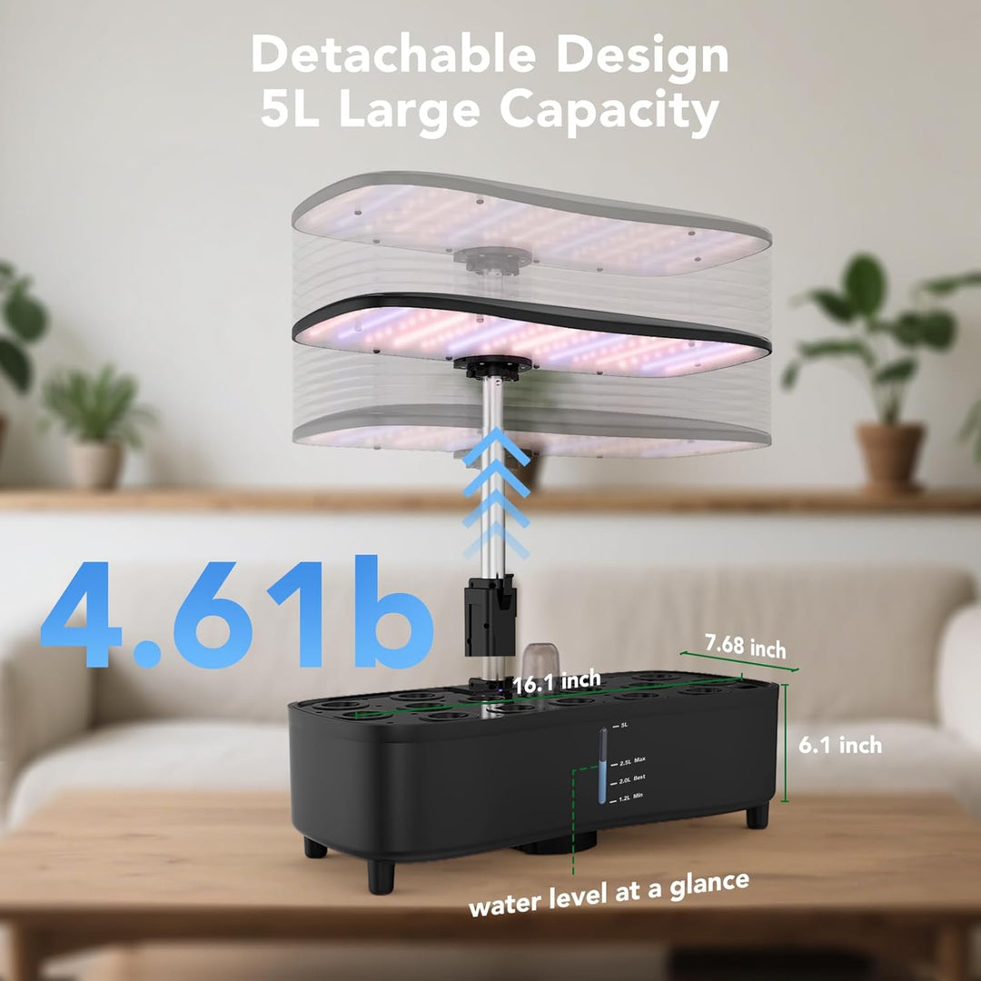 Sonidko Hydroponik Anzuchtsystem Set mit Zerstäubungstechnologie, Indoor-Garten-Set mit 48W LED-Wach