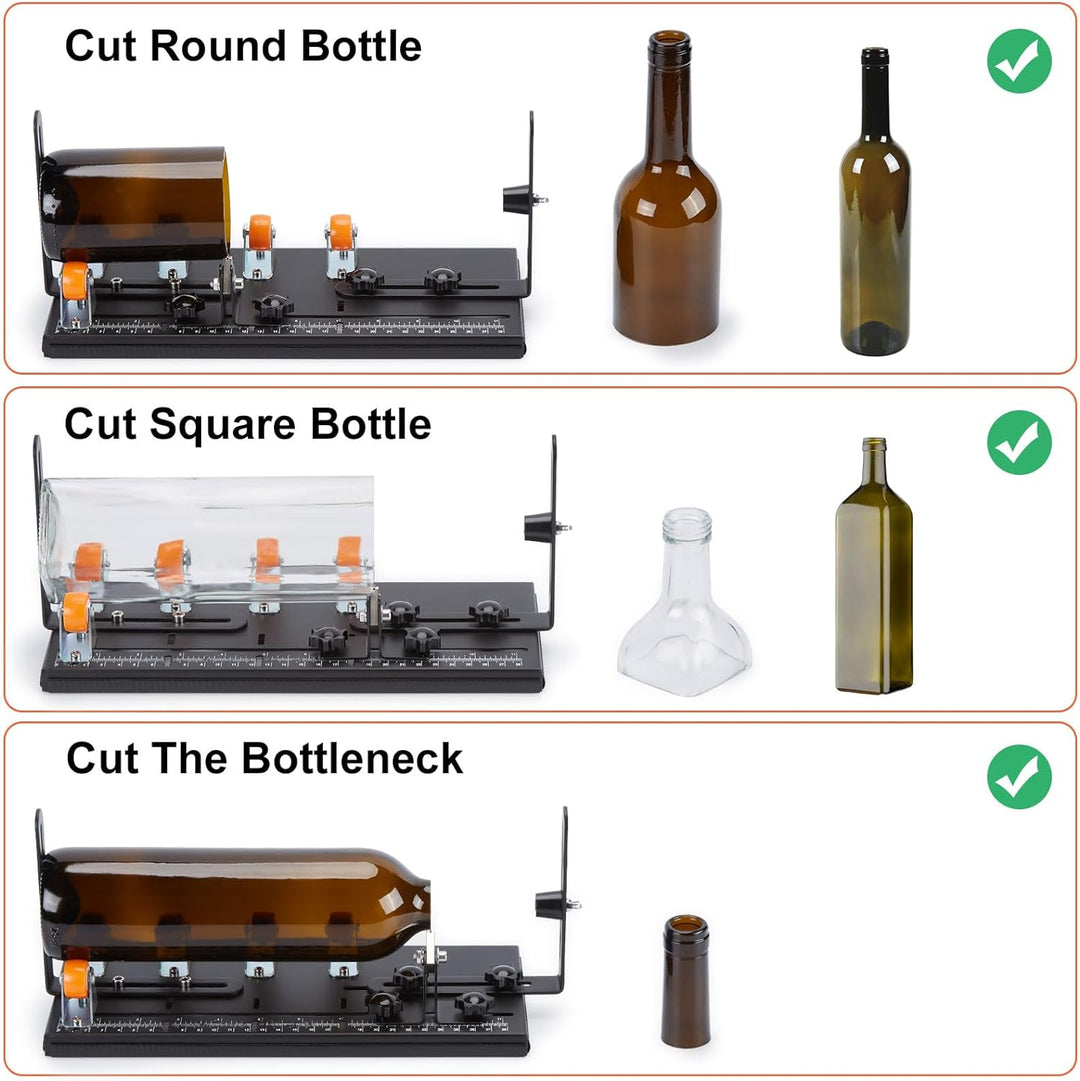 Fixm Premium-Glasflaschenschneider-Set - Vielseitiges Werkzeug für runde und eckige Flaschen, verbes