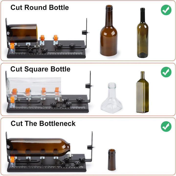 Fixm Premium-Glasflaschenschneider-Set - Vielseitiges Werkzeug für runde und eckige Flaschen, verbes