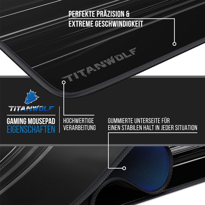 TITANWOLF - Übergrösse Mauspad Gaming Titanwolf 1200x400mm - XXXL Mousepad gross mit Motiv - Tischun