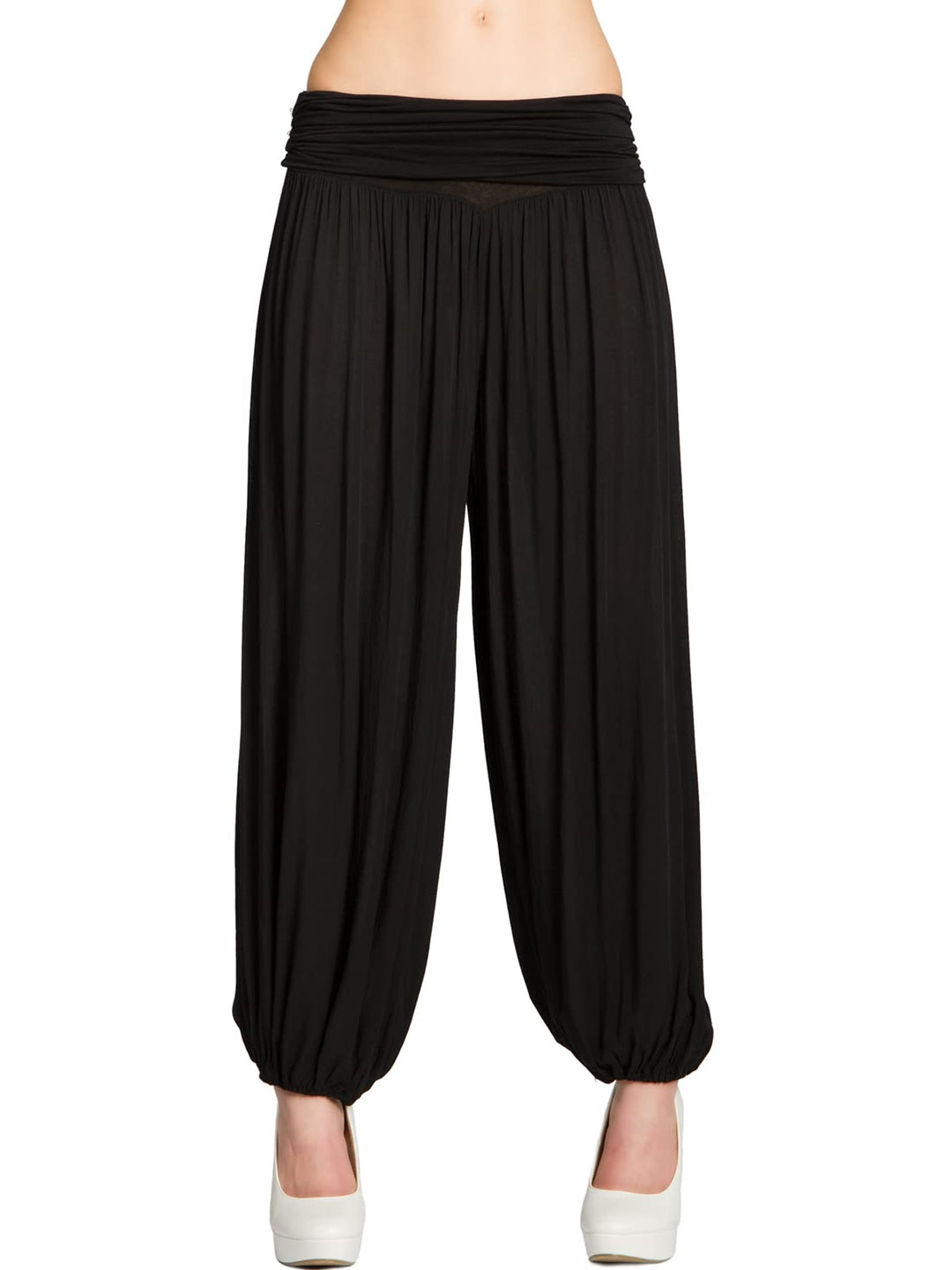 Caspar KHS035 leichte Damen Sommer Haremshose, Farbe:schwarz, Mode Grösse:40