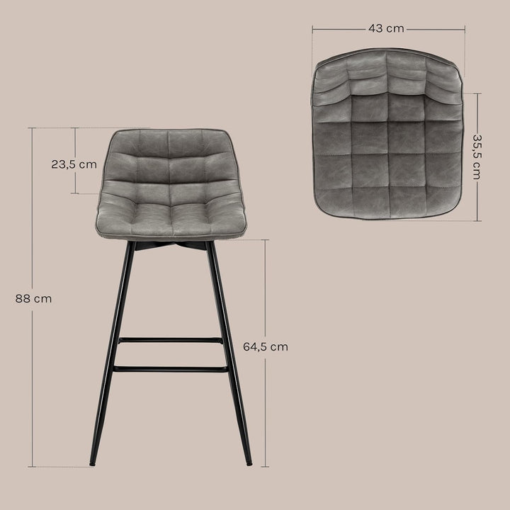 WOLTU Barhocker 2er Set Designer Barstuhl Hocker Tresenhocker Bistrohocker mit Fussstütze Kunstleder