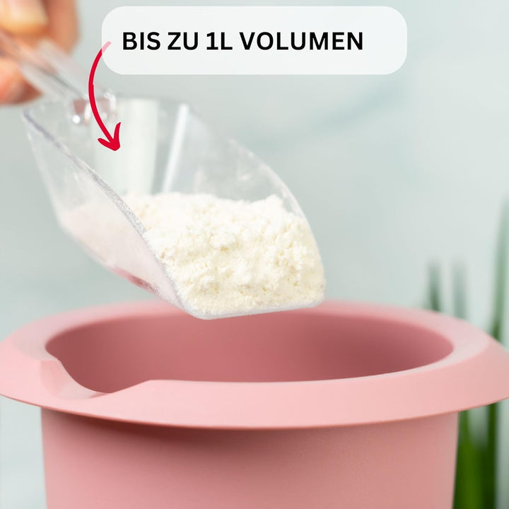 Westmark Quirltopf mit zweigeteiltem Deckel, 1 l, Mit Ausgiesser, Kunststoff, Rosa/Weiss, 3151227P R