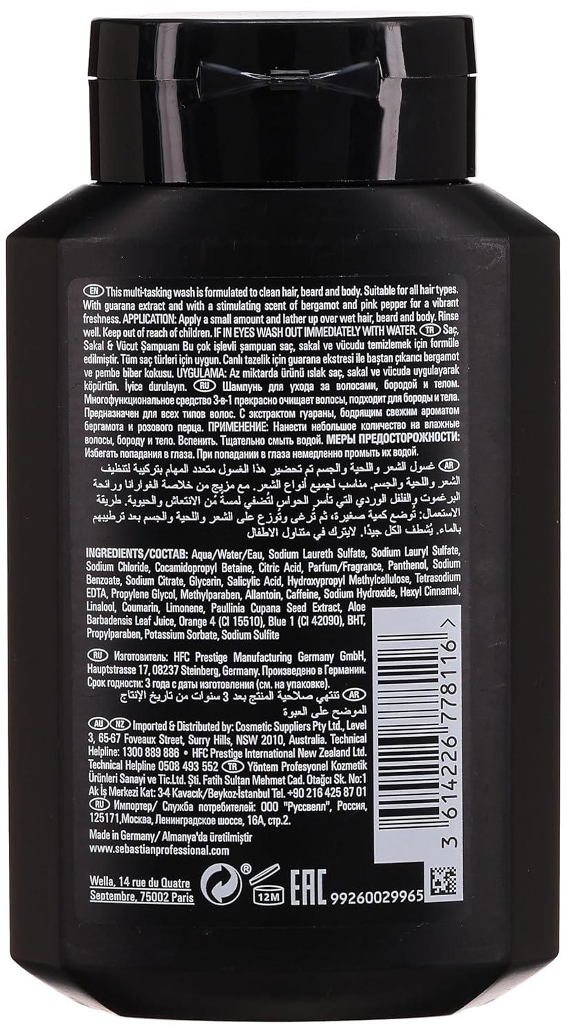 SEB MAN The Multi-Tasker 3 in 1 Haarwäsche für Bart und Körper, 250 ml 293 g (1er Pack), 293 g (1er