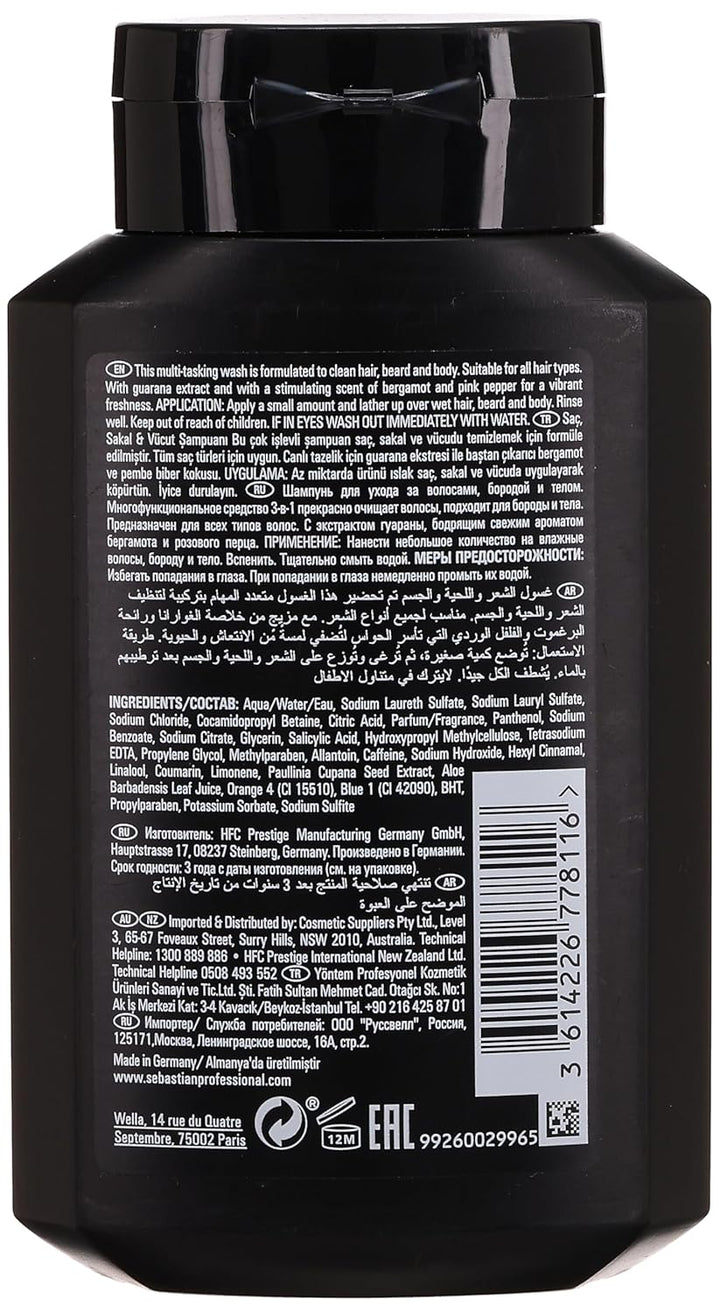 SEB MAN The Multi-Tasker 3 in 1 Haarwäsche für Bart und Körper, 250 ml 293 g (1er Pack), 293 g (1er