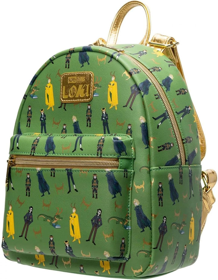 Loungefly Loki Multiverse Varianten Mini-Rucksack, Grün , Charakteraufdruck