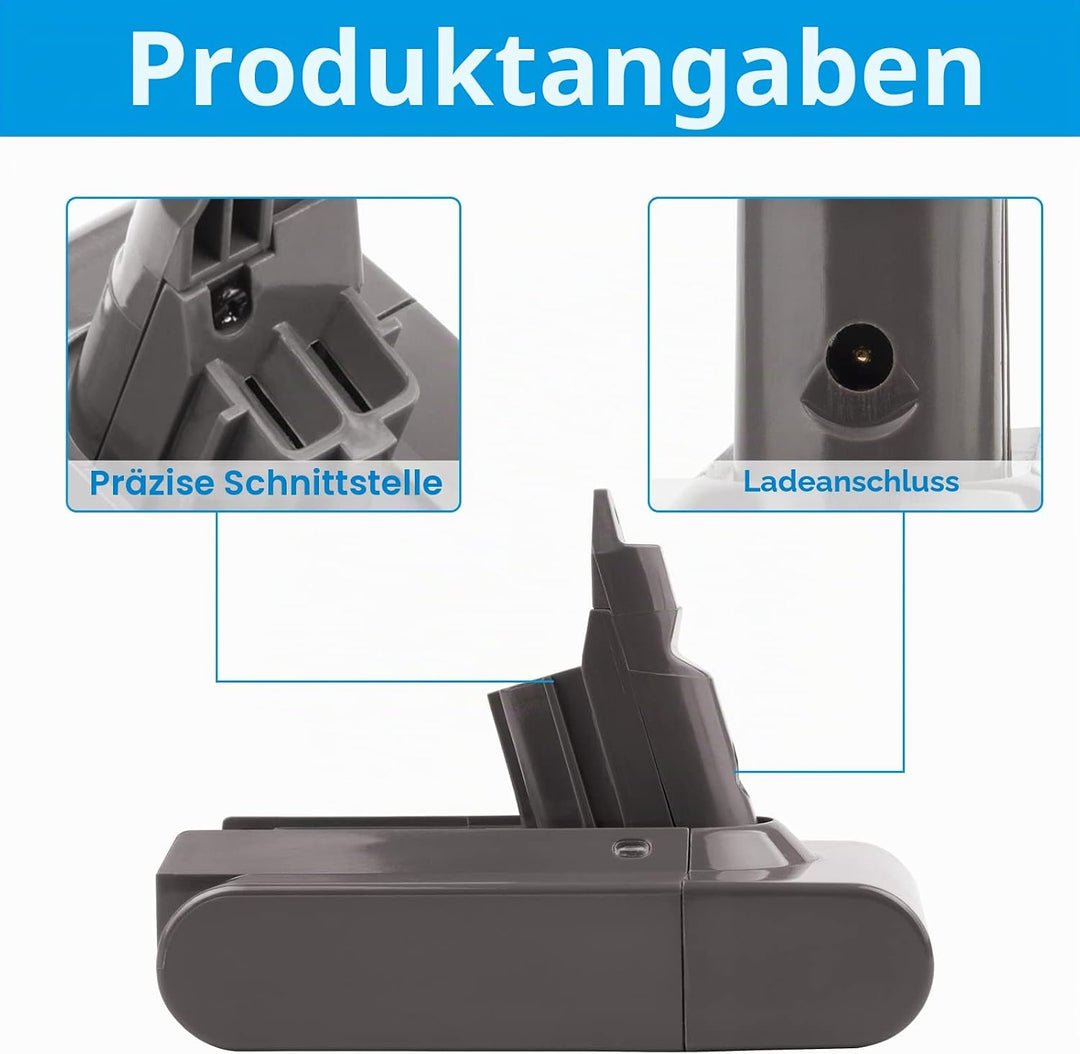 LabTEC 21,6 V 4,0 A Li-Ionen-Akku für Dyson, Akku-Ersatz für Dyson Staubsauger der V6-Serie, Dyson D