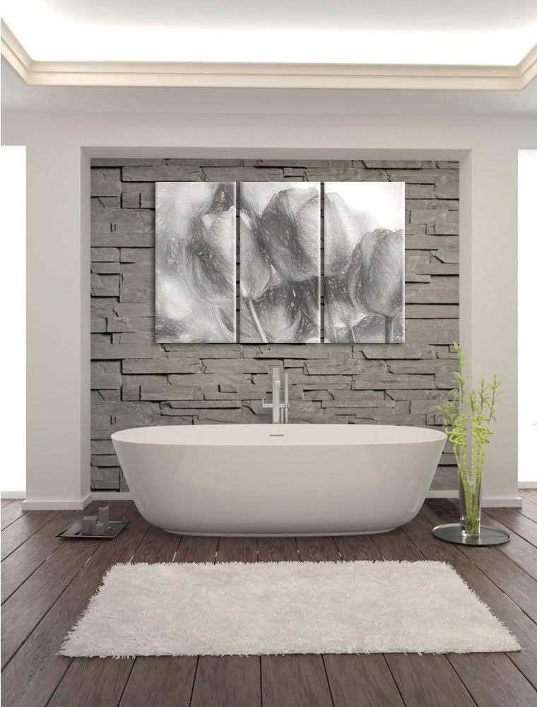 Pixxprint rote Tulpen als Leinwandbild/Grösse: 3 Teilig (120x80) cm/Wandbild/Kunstdruck/fertig bespa