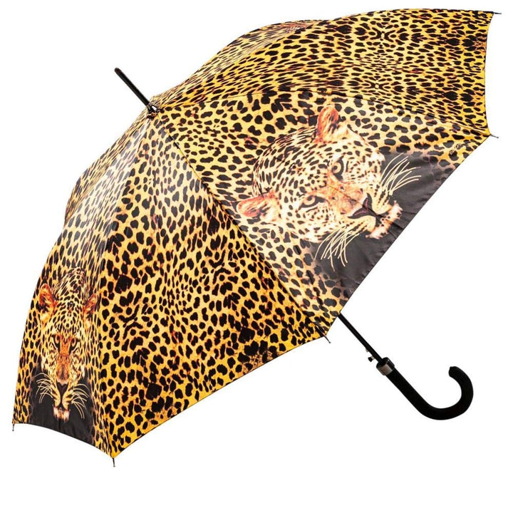 LUCKYWEATHER Regenschirm Stockschirm Damen/Herren Motiv Leopard Auf-Automatik I Stockregenschirm gro