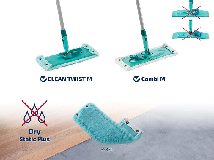 Leifheit 2er Set Wischbezug CLEAN Twist M Static Plus, Staubwischer für alle Bodenarten, zieht Staub