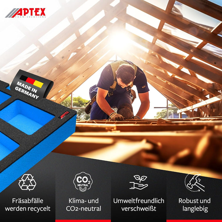 APTEX Schaumeinlage passend für Bosch Ladegerät 18V-160 + 4x Akkus Expert 4Ah für Bosch L-Boxx 136