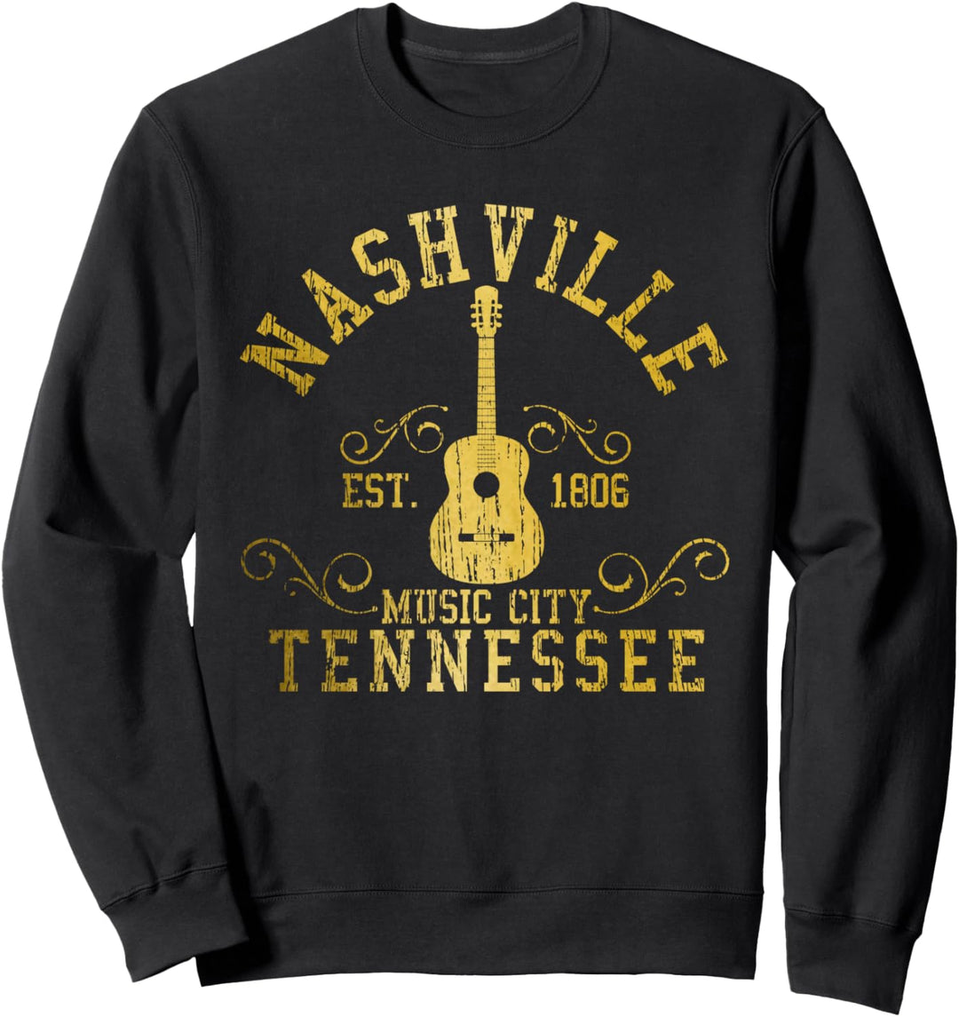 Nashville Tennessee Country Music City Gitarre Vintage Nash Sweatshirt