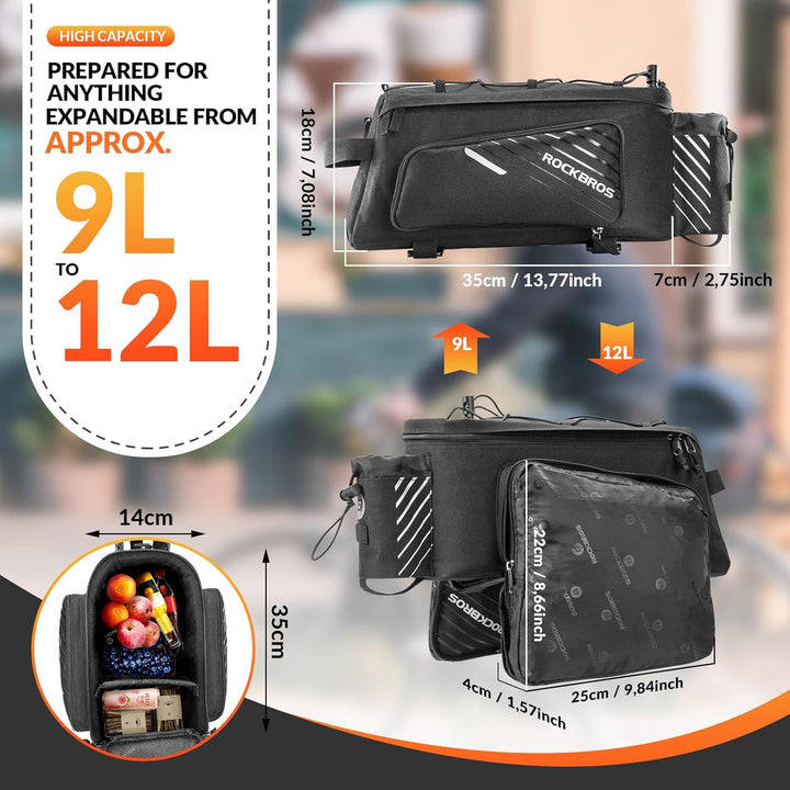 ROCKBROS Fahrrad Gepäckträgertasche Fahrradtasche Hinter Transporttasche Gepäcktasche Wasserdicht Sc
