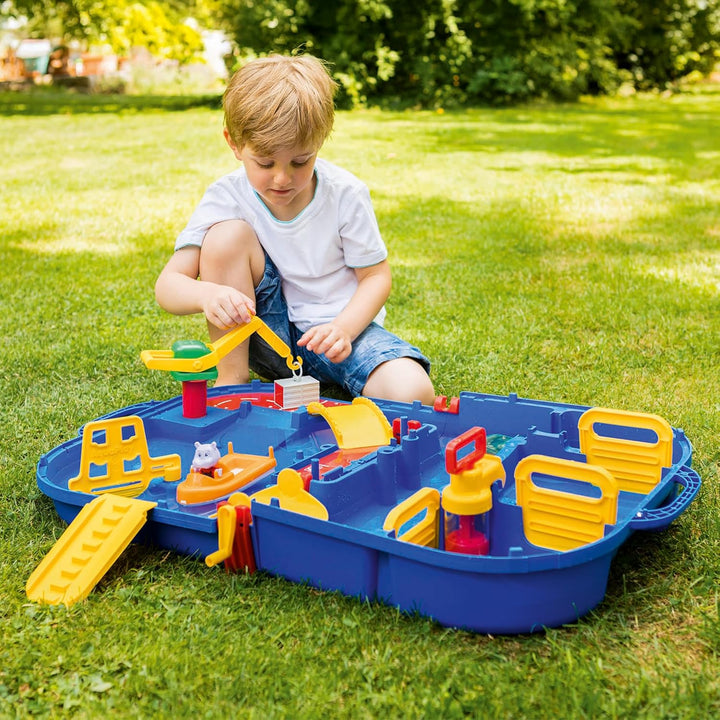 AquaPlay - LockBox - Wasserbahn als Transportkoffer mit 27 Teilen, Spieleset inklusive 1 Hippo Wilma