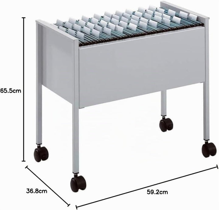 Durable Eco Hängemappenwagen 80 A4, silber, aus kratzfestem Stahl, 655 x 592 x 368 mm, 309523 Offen