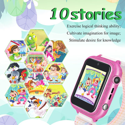 Retysaz Smartwatch Kinder, Spiele, Telefon für Mädchen und Jungen (Rosa-A1), Rosa-A1