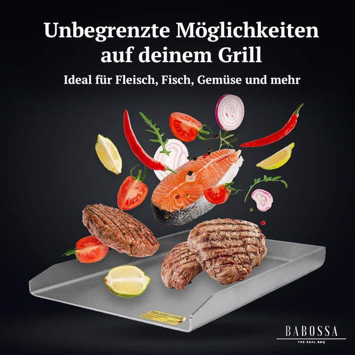 BABOSSA® Premium Plancha/Grillplatte [30x43.5cm] kompatibel mit Broil King Baron & Crown | Massiver,