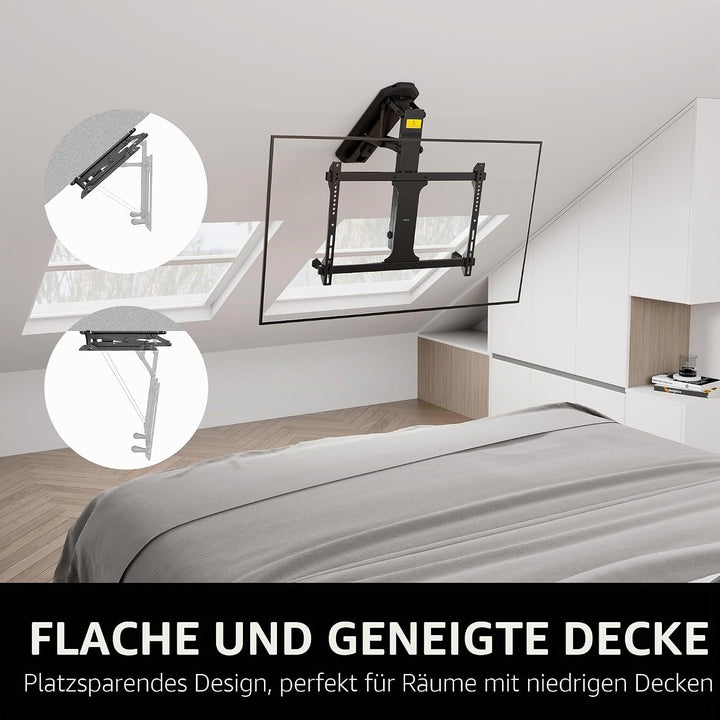 VIVO Elektrische Decken-TV-Halterung für 32 bis 70 Zoll Bildschirme, Grosse Motorisierte VESA-Klapph
