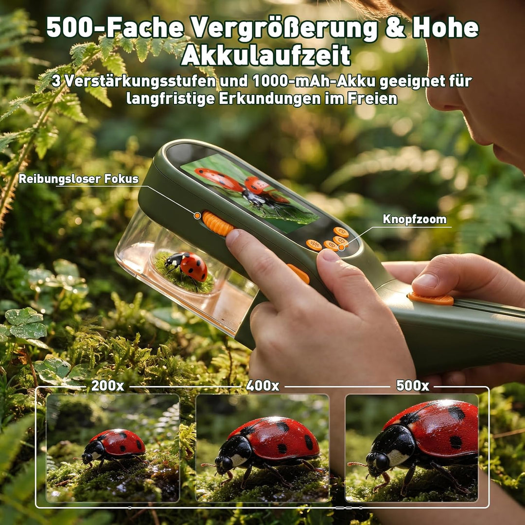 Entdecker Set für Kinder - Insektenfänger Spielzeug mit 500X Bildschirm, Insekten Beobachtungsbox, K