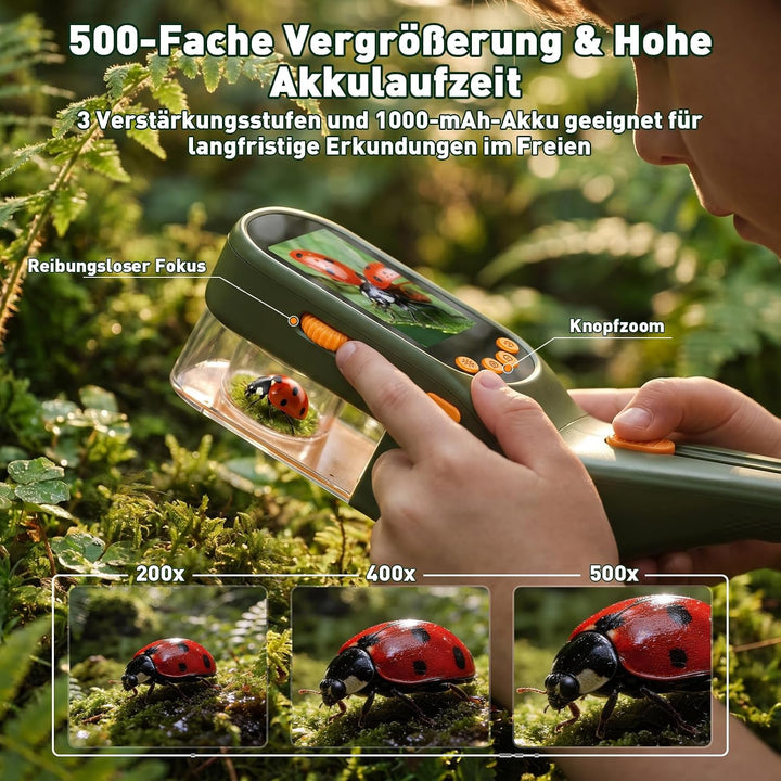 Entdecker Set für Kinder - Insektenfänger Spielzeug mit 500X Bildschirm, Insekten Beobachtungsbox, K