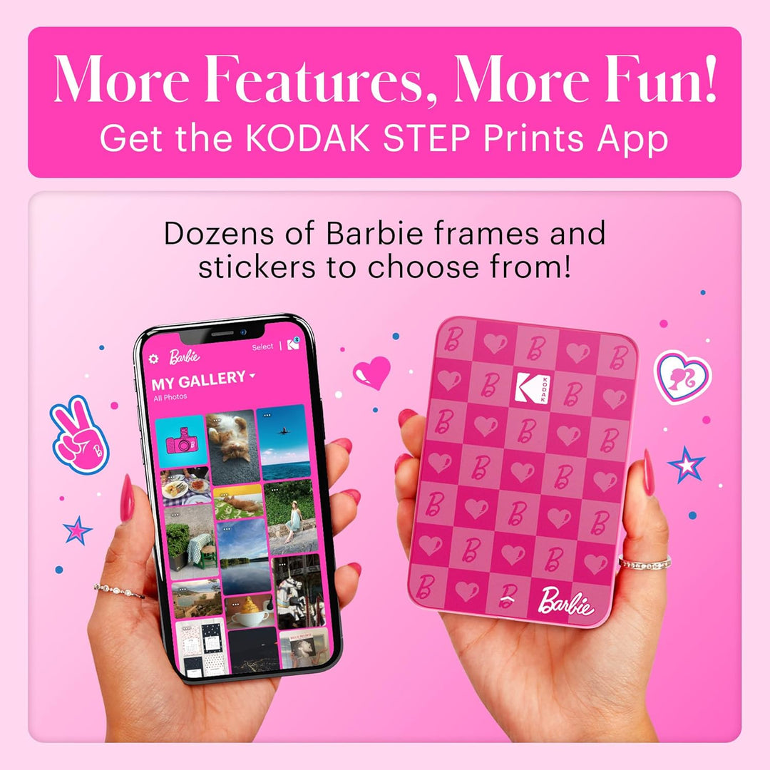 Kodak Barbie x Step Slim Wireless Sofort tragbarer Fotodrucker – Vollfarbige Drucke in Zink 2x3” Auf