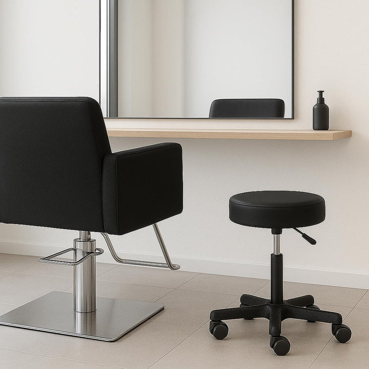 Waytex Arbeitshocker mit Rollen, 360 Grad drehbar, Sitzhöhe verstellbar von 44 bis 58 cm, Bequeme Si