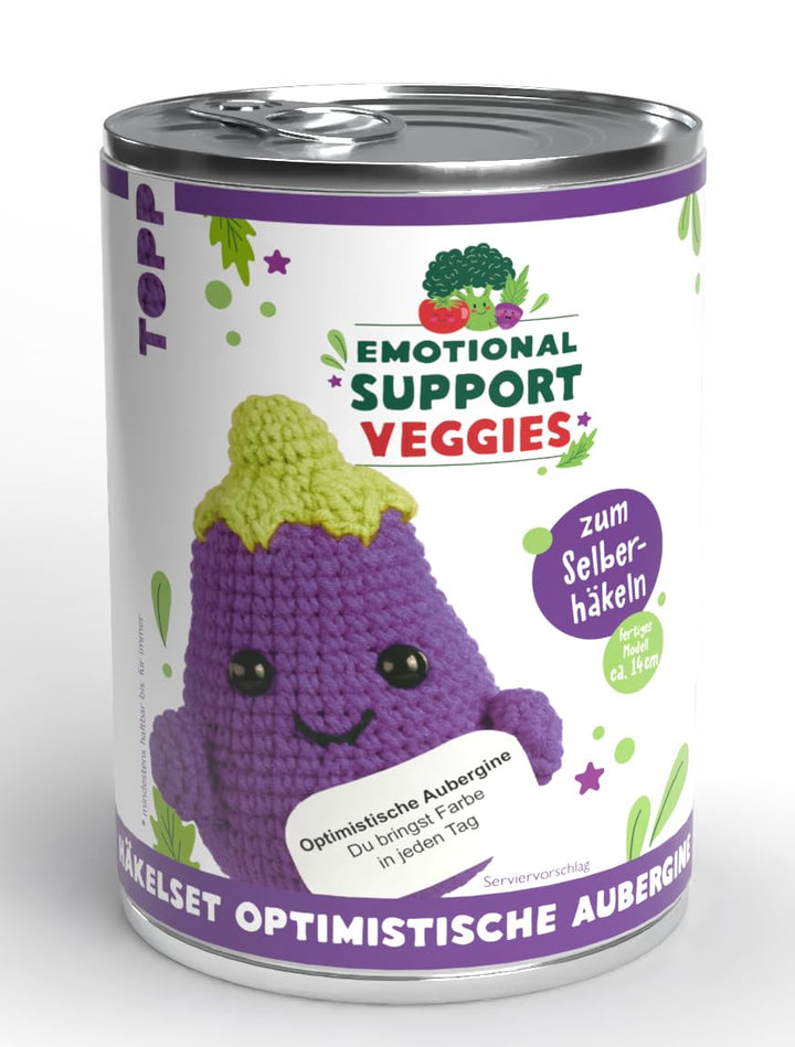 Emotional Support Veggies Häkelset Aubergine: Anleitung, Misch-Garn in 2 Farben, Stickgarn, Füllwatt