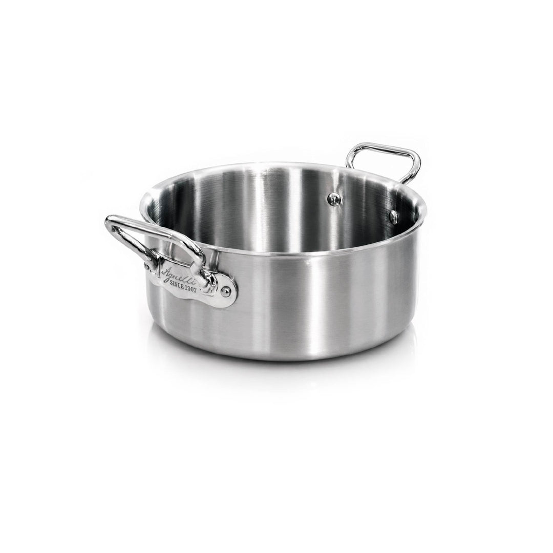 Pentole Agnelli ALIX106ALIN36 Niedriger Auflauf mit 2 Stahlgriffen, Aluminium-Stahl-Trilaminat zur I