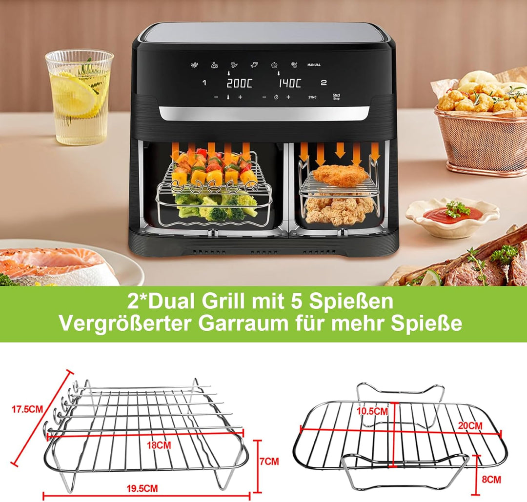 Airfryer Zubehör für Philips Dual Basket 3000/5000-serie 6L/3L, Tefal Dual Easy Fry 5,2/3,1 L EY9018