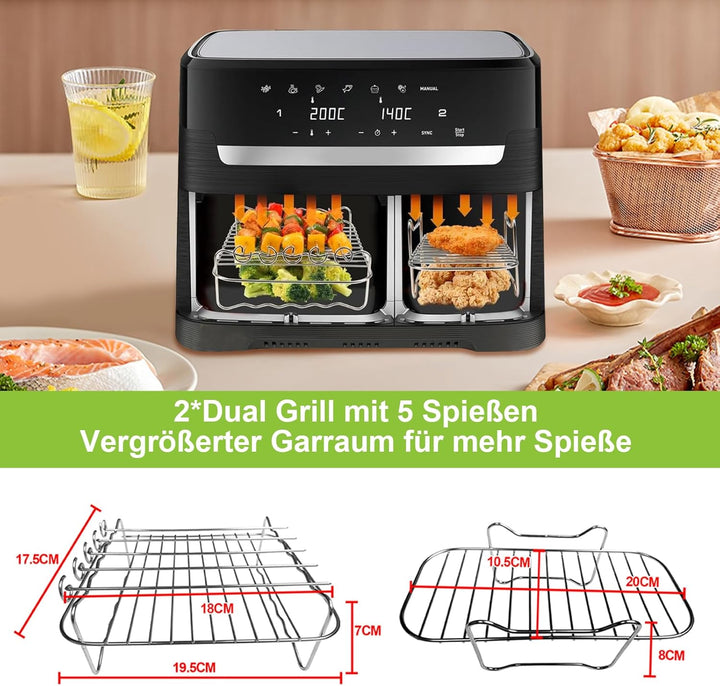 Airfryer Zubehör für Philips Dual Basket 3000/5000-serie 6L/3L, Tefal Dual Easy Fry 5,2/3,1 L EY9018