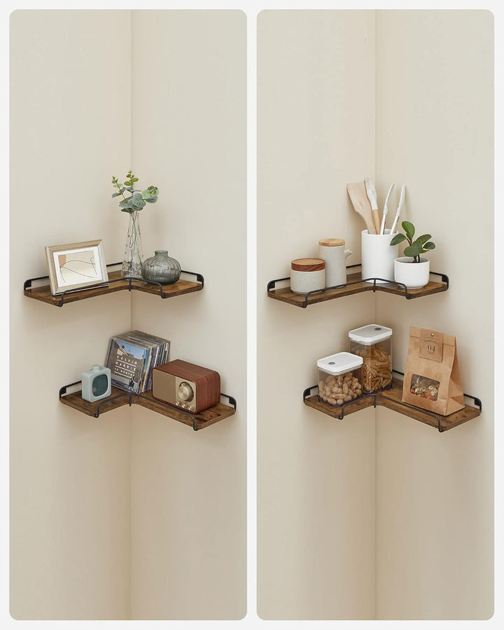 VASAGLE L-förmiges Eckregal, 2er Set, Wandregal, Industrie-Design, für Wohnzimmer, Schlafzimmer, Küc