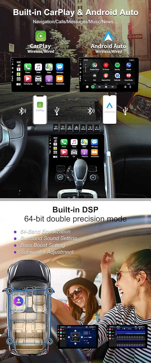 SXAUTO Android 12-6G+128G - IPS Autoradio Passt für Peugeot 3008 (2013-2018) - Wireless Carplay/Andr