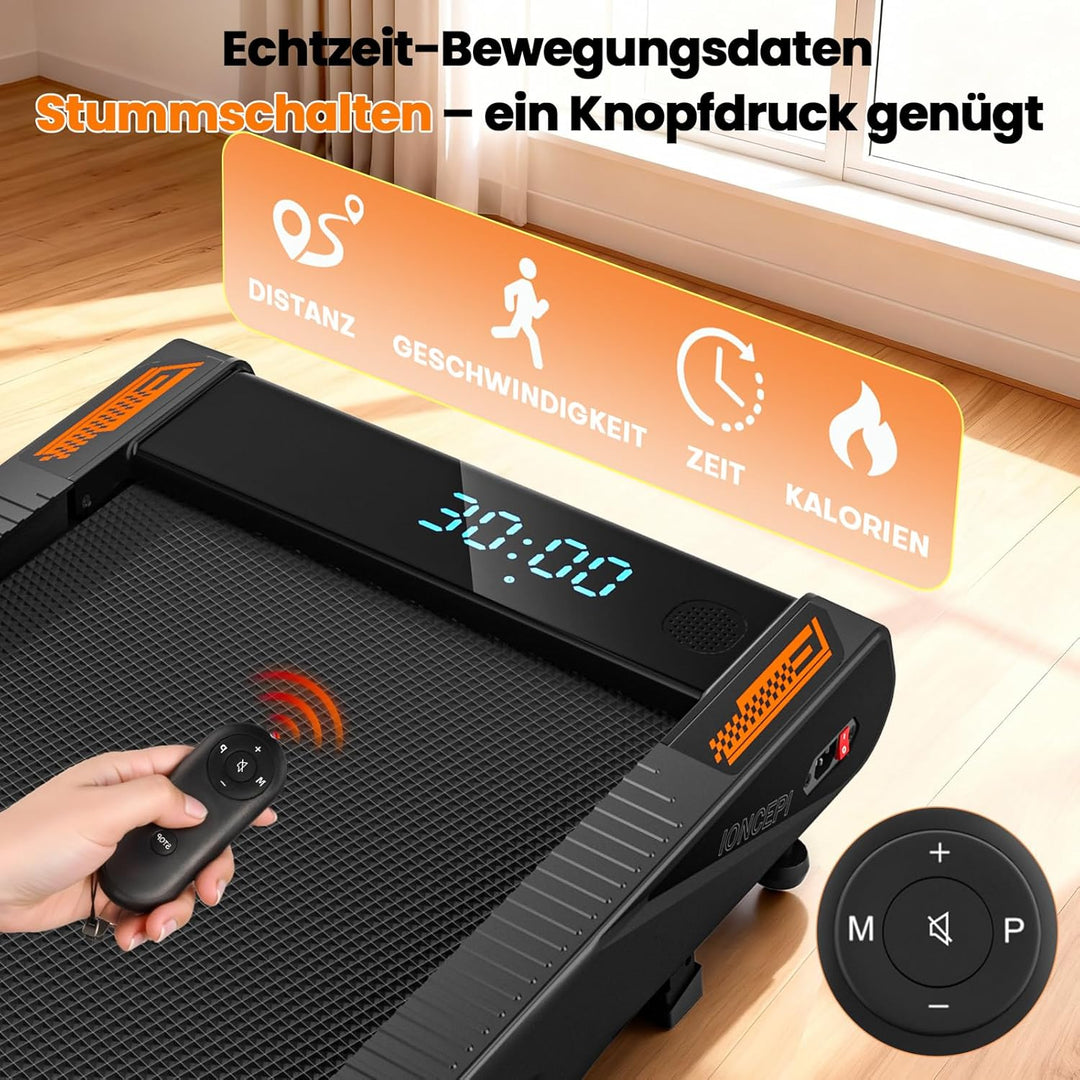 Walking Pad mit Bluetooth Lautsprecher, 4 in 1 10km/h Laufband für Zuhause mit 10% Steigung, 2,75 HP