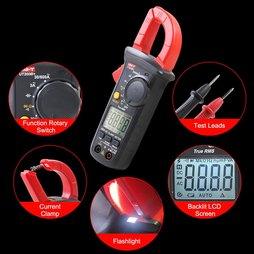 Strommesszange, UNI-T UT200B+ Stromzange AC Strom True RMS Strommessgerät Auto Ranging mit LIVE-Drah