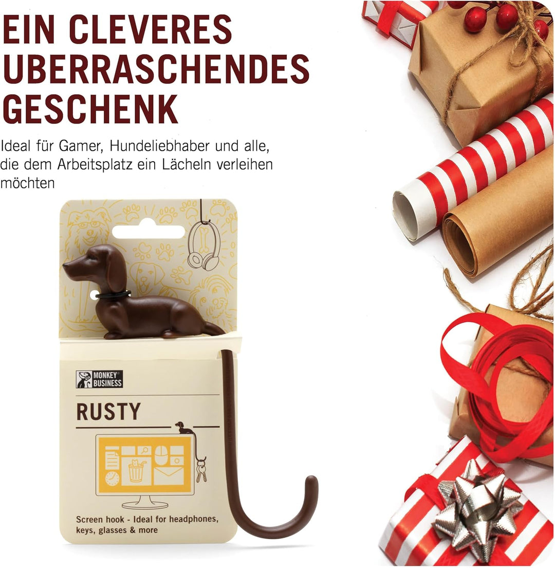 Monkey Business Rusty der Hundeschwanz-Haken für Monitor, Kopfhörerhalter & Organizer, dekorativer K