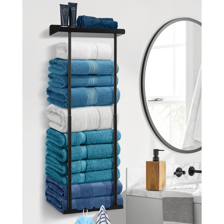 Hommtina Badezimmer-Handtuch-Aufbewahrung, schwarzer Handtuchhalter, Badezimmer-Dekor, ästhetische H