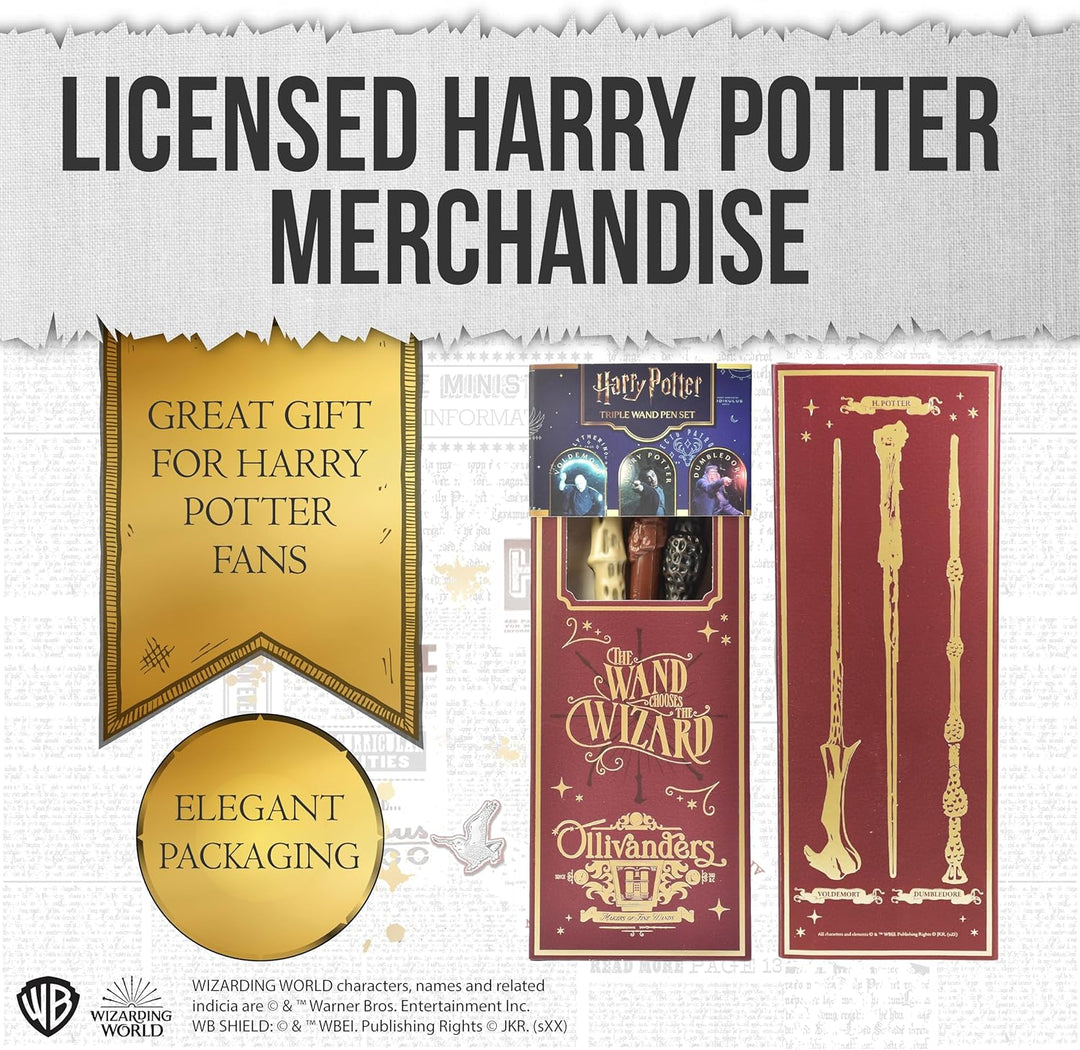 Harry Potter Zauberstab-Stift 3er Set, Schreibwaren zum Schreiben, Geschenke und Merchandise