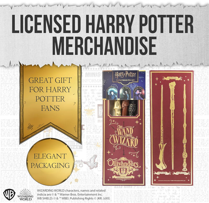 Harry Potter Zauberstab-Stift 3er Set, Schreibwaren zum Schreiben, Geschenke und Merchandise
