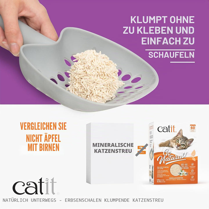 Catit Go Natural!, klumpende Katzenstreu, aus Erbsenhülsen, mit Vanilleduft, 2 x 2,8kg (5,6kg), Vani