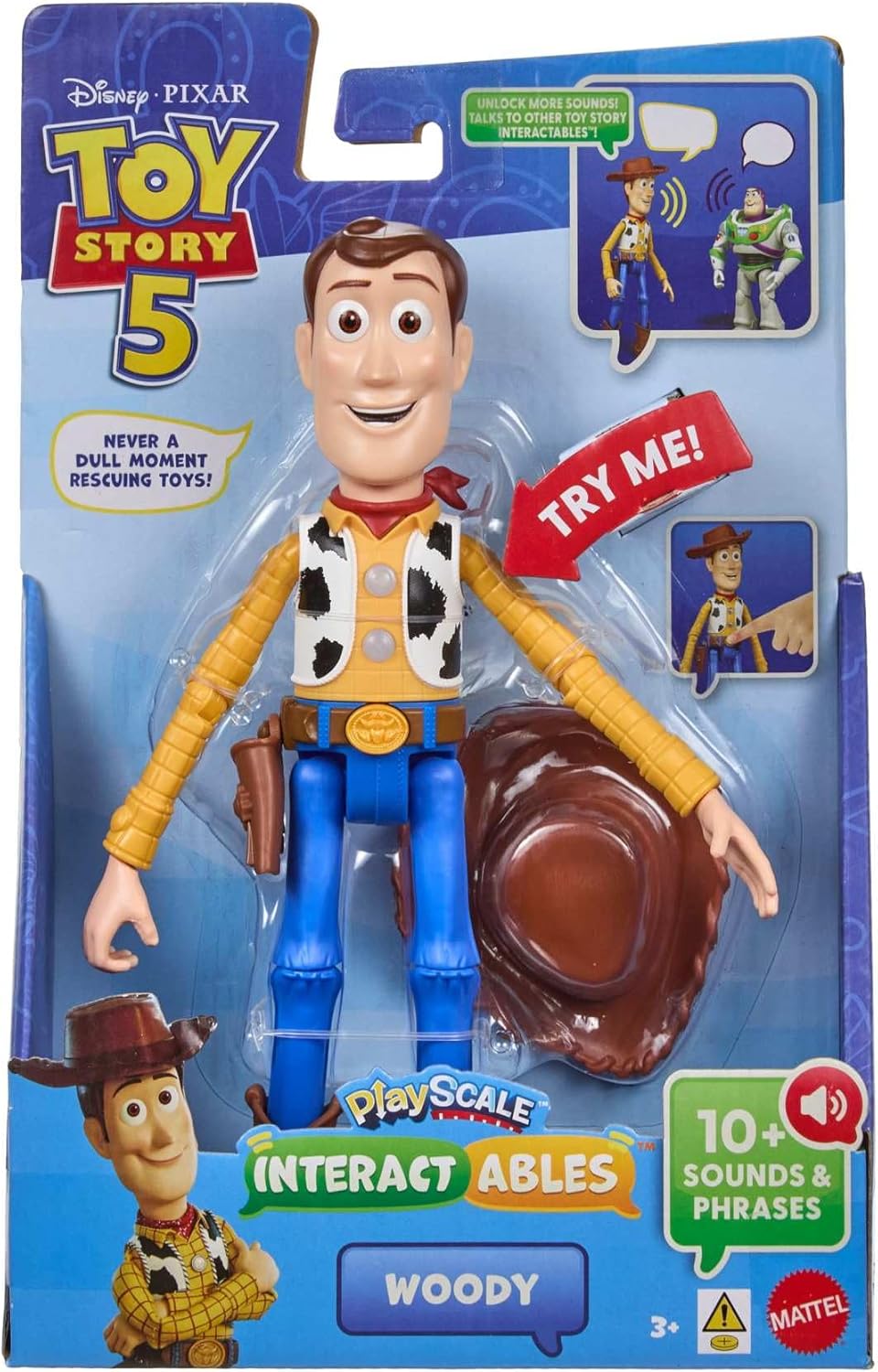 Mattel Disney und Pixar Toy Story 5, sprechende Interactables-Figuren, 18 cm massstabsgetreu, Sprüch