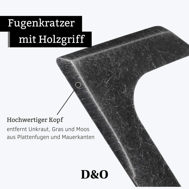 D&O Fugenkratzer geschmiedeter Borstahl, Holzgriff und angeschliffenem Blatt - Plattenfugen reinigen