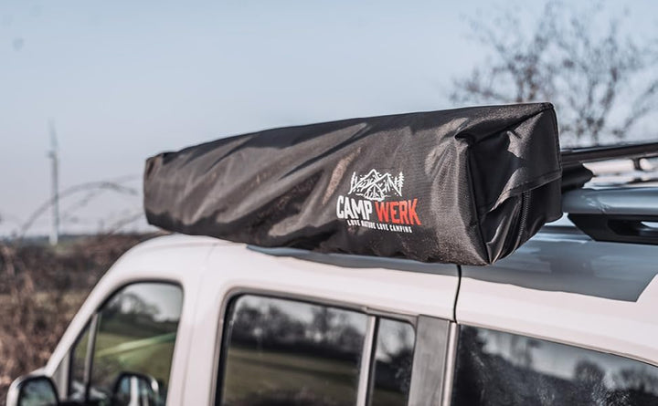 CAMPWERK Duschzelt – Höhenverstellbar (175-215 cm) mit Regenhaube, LED-Beleuchtung – Perfekt für Cam