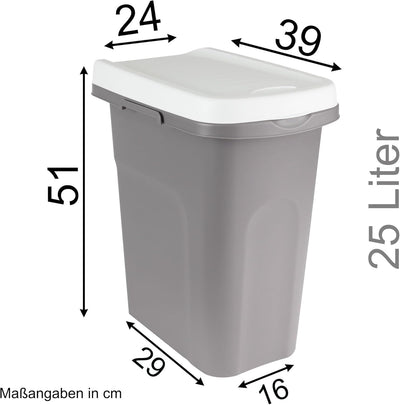 2x 25L Mülleimer gelb blau, Mülleimer Küche, Mülleimer 2 Fächer, Mülltrennsystem, Mülltonne, Abfalle