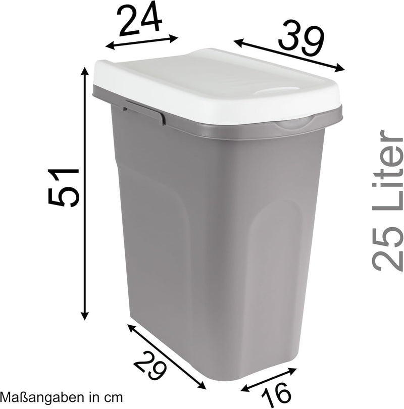 2x 25L Mülleimer gelb blau, Mülleimer Küche, Mülleimer 2 Fächer, Mülltrennsystem, Mülltonne, Abfalle