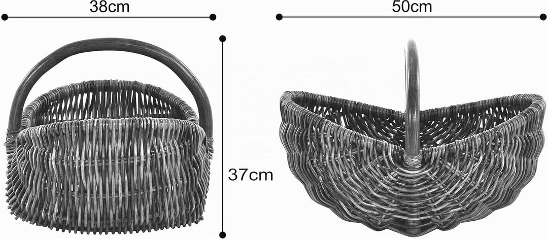 Einkaufskorb/Bügelkorb/Shopper aus echtem Rattan, Henkel- Trage-Korb leicht und stabil (Mehrfarbig (